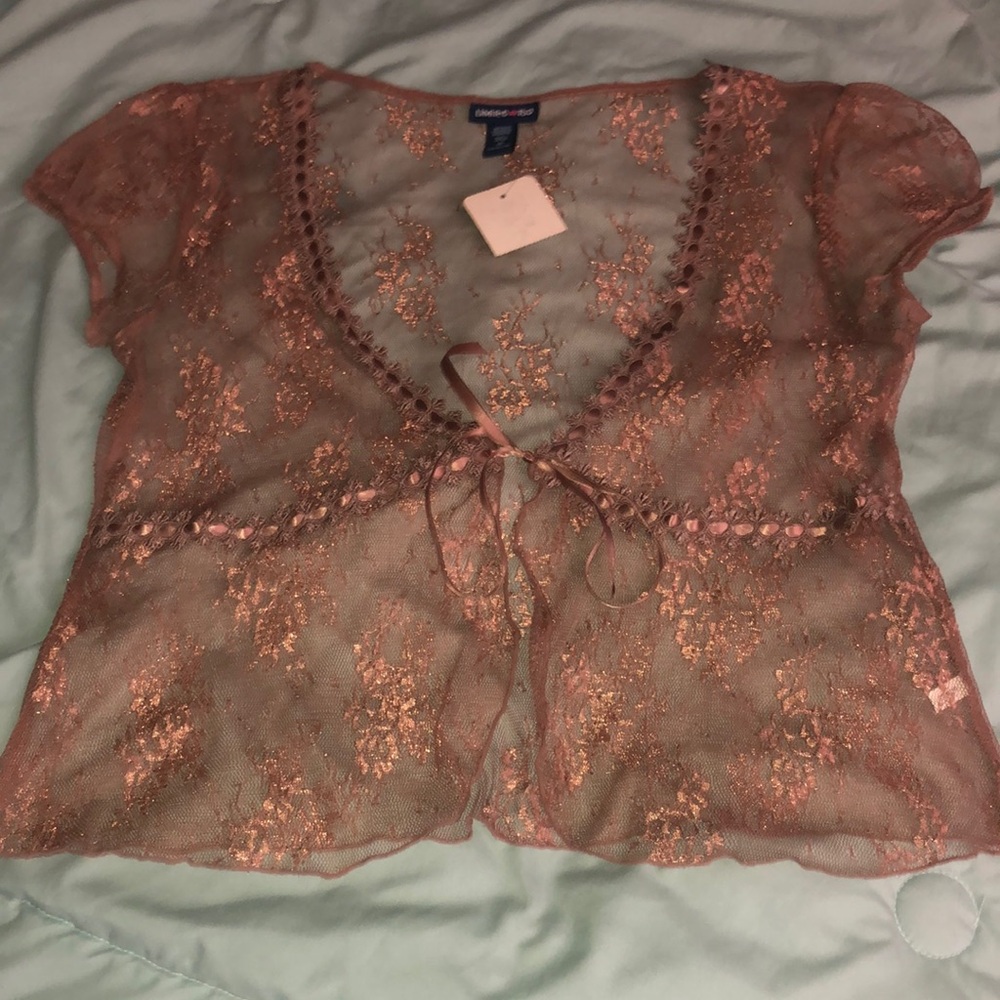 Limited Too Pink Short Sleeve Tie-Front Blouse